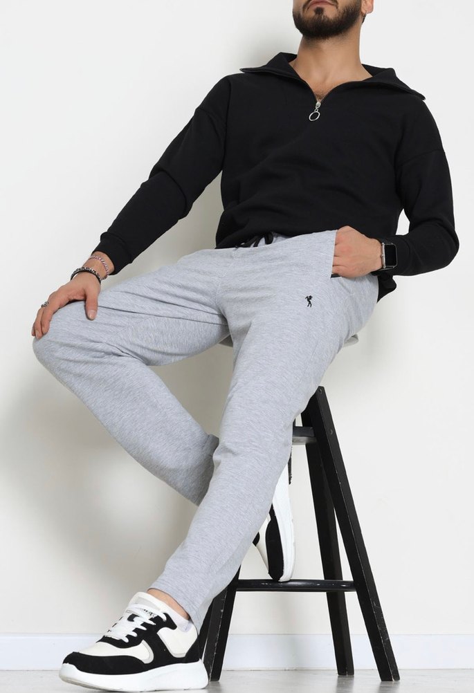 Gri Rahat Kesim Erkek Eşofman Altı - Görsel 2