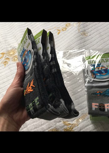 Bahar Erkek Çocuk Baskılı Gri Çorap - Görsel 4