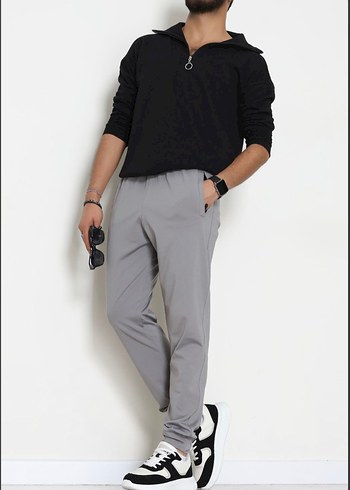 Gri Erkek Rahat Kesim Spor Pantolon - Görsel 2