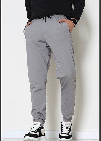 Gri Erkek Rahat Kesim Spor Pantolon - Görsel 5