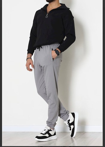 Gri Erkek Rahat Kesim Spor Pantolon - Görsel 4