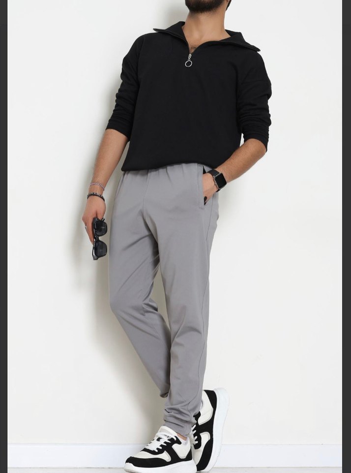 Gri Erkek Rahat Kesim Spor Pantolon - Görsel 2