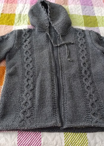 Bohem Tarz Gri Örgü Hırka - Görsel 2