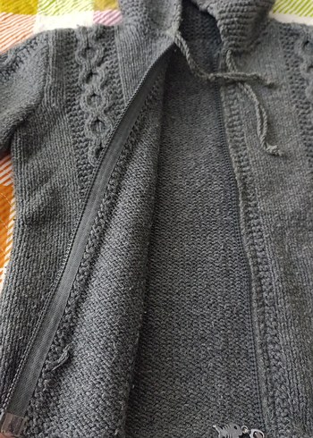 Bohem Tarz Gri Örgü Hırka - Görsel 4