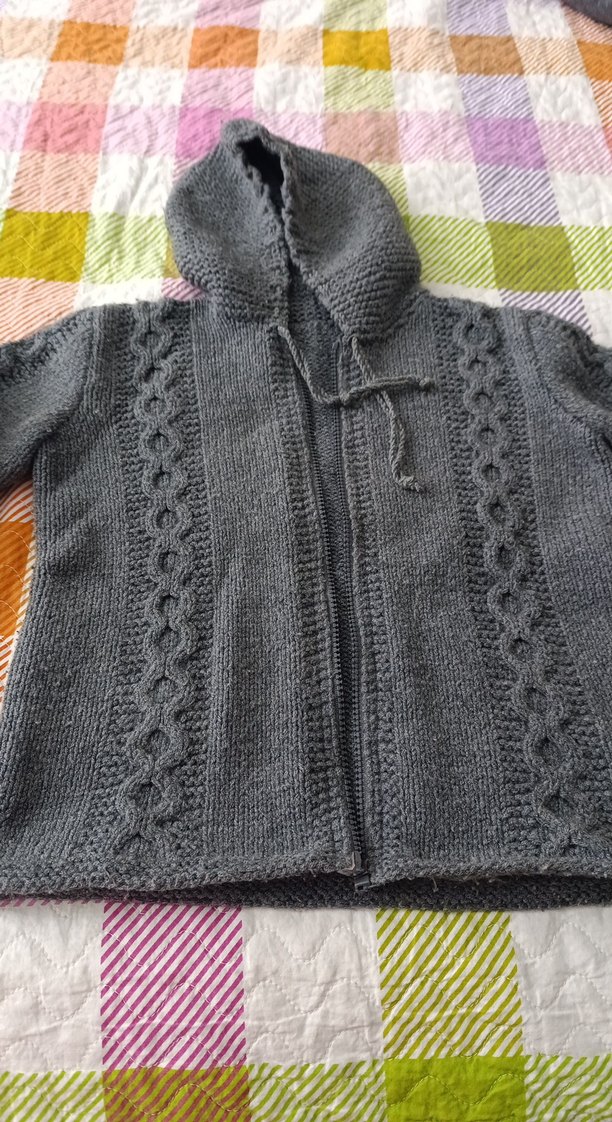 Bohem Tarz Gri Örgü Hırka - Görsel 2