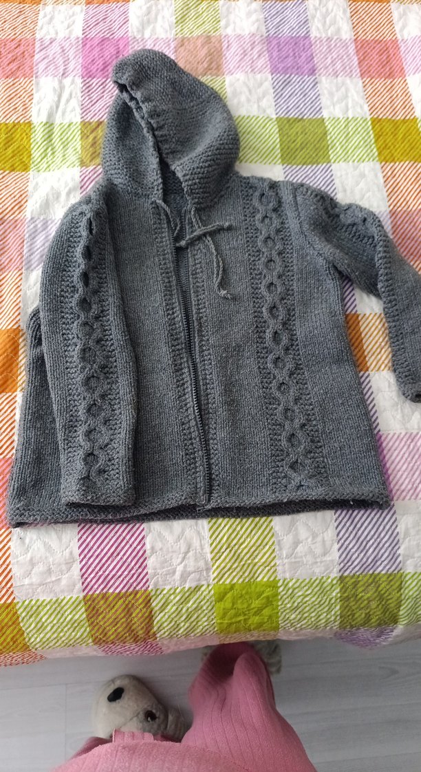 Bohem Tarz Gri Örgü Hırka - Görsel 5