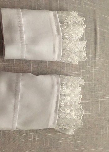 Dantel Detaylı Beyaz Keten kazak içi aksesuar kolluk - Görsel 2