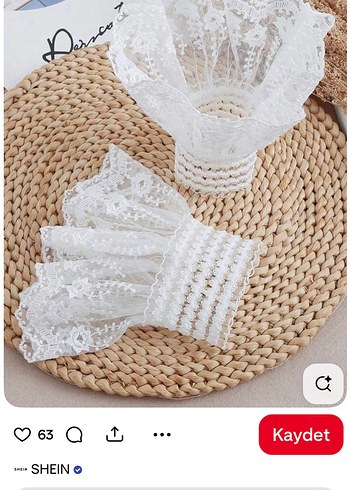 Dantel Detaylı Beyaz Keten kazak içi aksesuar kolluk - Görsel 5