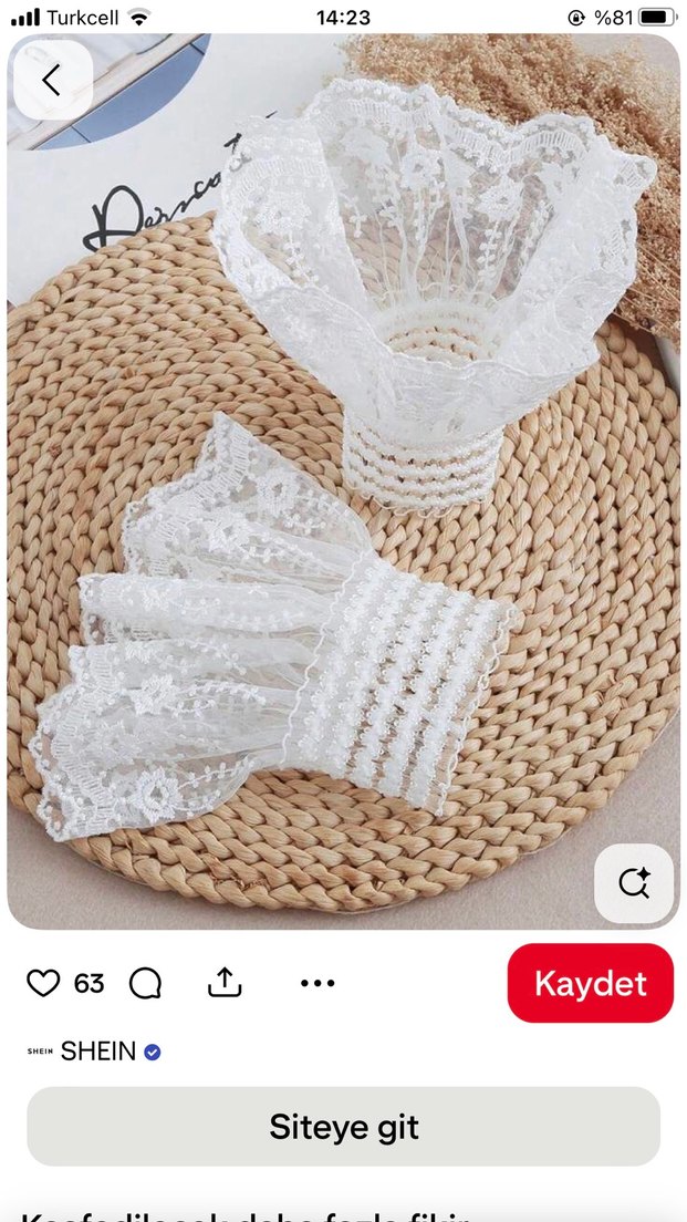 Dantel Detaylı Beyaz Keten kazak içi aksesuar kolluk - Görsel 5