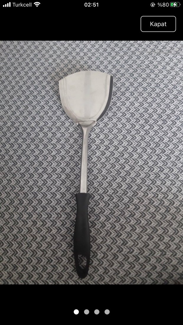 Siyah Saplı Gri Paslanmaz Çelik Kepçe - Görsel 2