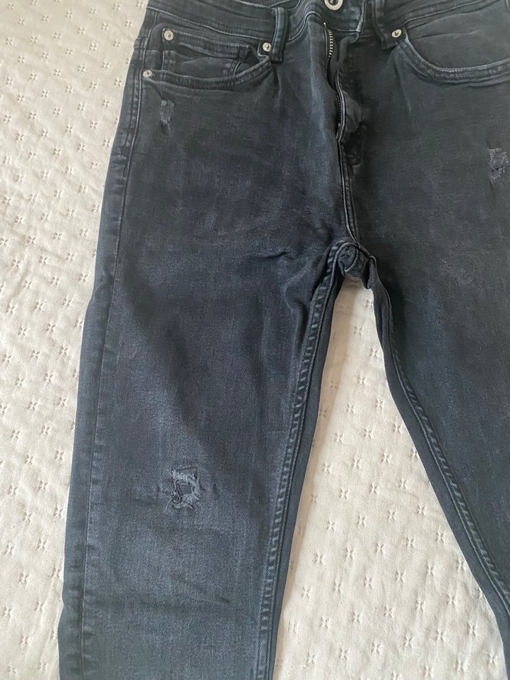 Erkek Siyah Regular Fit Denim Jean - Görsel 4