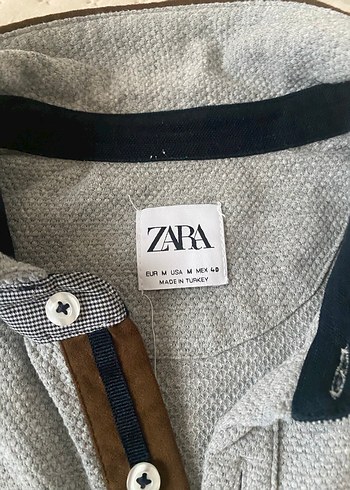 Gri Kısa Kollu Pamuklu Polo Yaka Tişört - Görsel 2