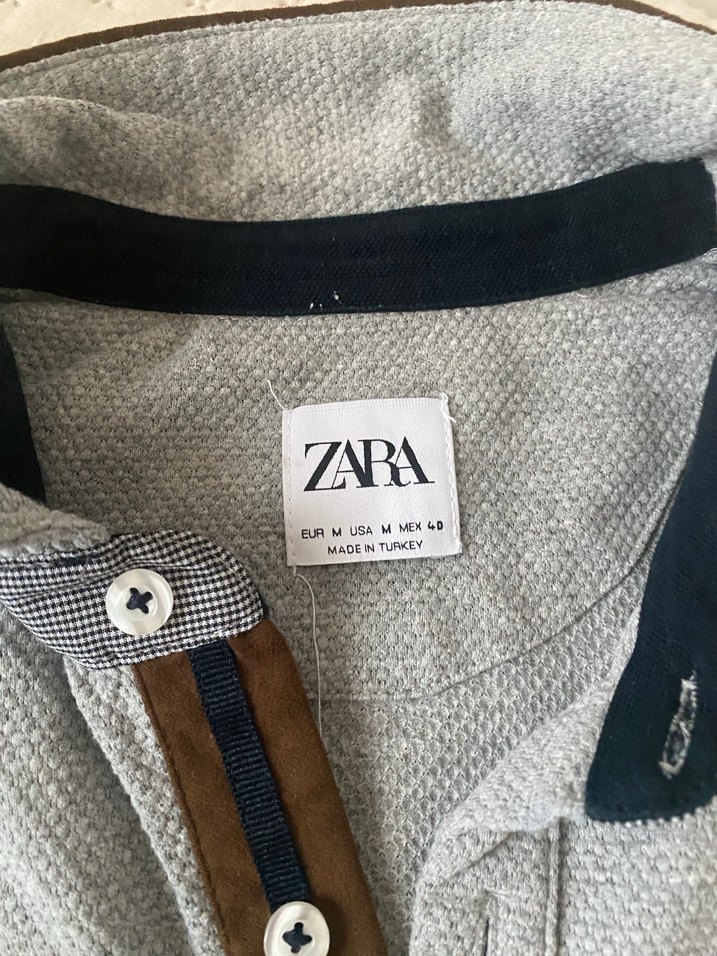 Gri Kısa Kollu Pamuklu Polo Yaka Tişört - Görsel 2