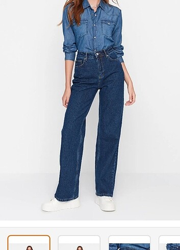 Trendyolmilla mavi yüksek bel 90's wide leg jeans
