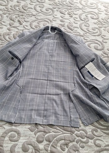 Gri Erkek Düğmeli Notch Yaka Ceket - Görsel 5