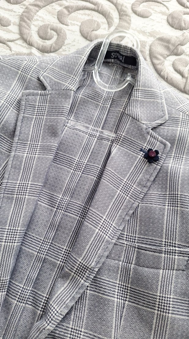 Gri Erkek Düğmeli Notch Yaka Ceket - Görsel 2