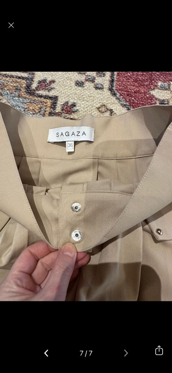 Sagaza Bej Pilili Mini Elbise, Uzun Kollu, Yüksek Yaka - Görsel 5