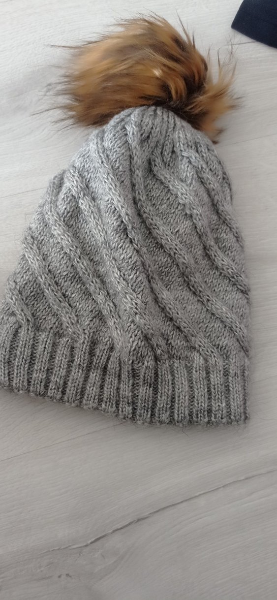 Gri Örgü Kadın Bere Kürk Detaylı - Görsel 2