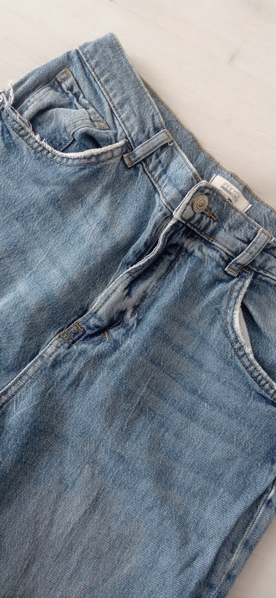 Gri Mavi Yırtık Detaylı Salaş Kadın Kot Pantolon - Görsel 3