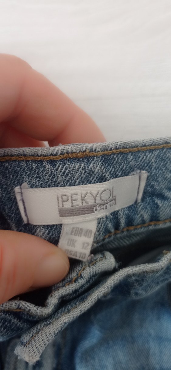 Gri Mavi Yırtık Detaylı Salaş Kadın Kot Pantolon - Görsel 2