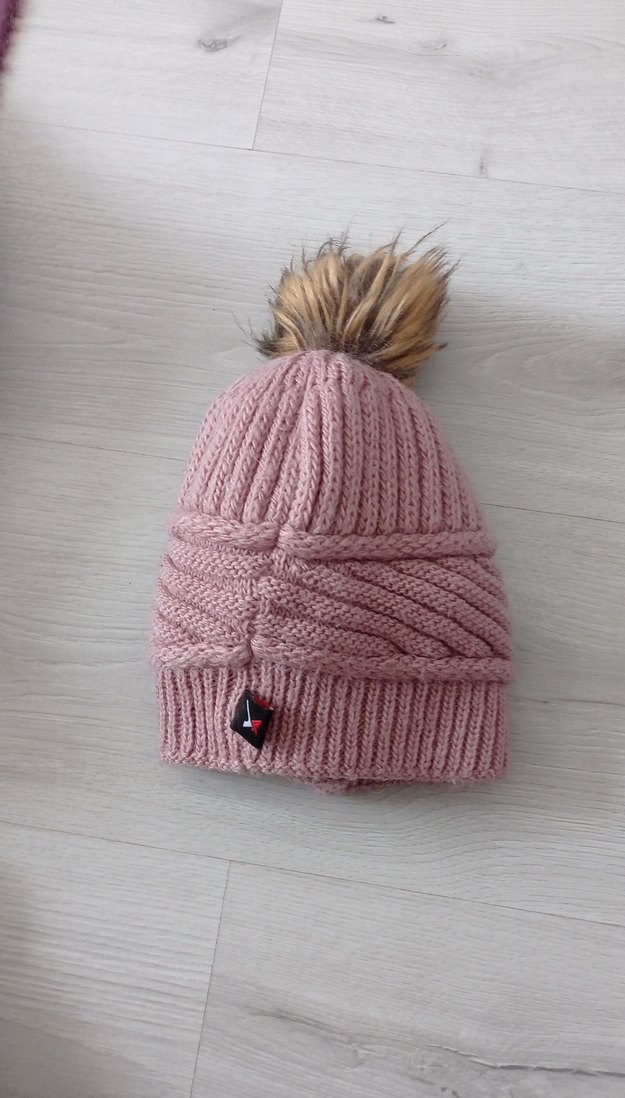 Pudra Renkli Örgü Kadın Bere - Görsel 2