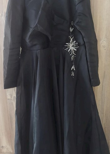 Diger Siyah Uzun Kollu Gotik Nakışlı Kadın Elbise