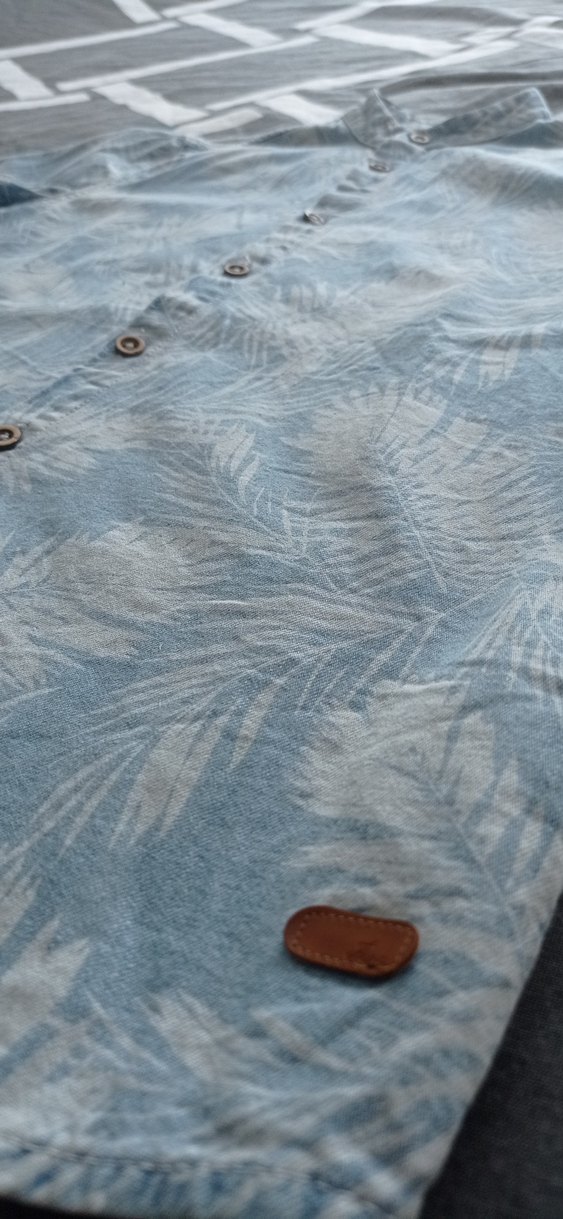 Erkek Gri Kısa Kollu Denim Gömlek - Görsel 3