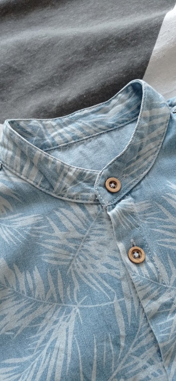 Erkek Gri Kısa Kollu Denim Gömlek - Görsel 2