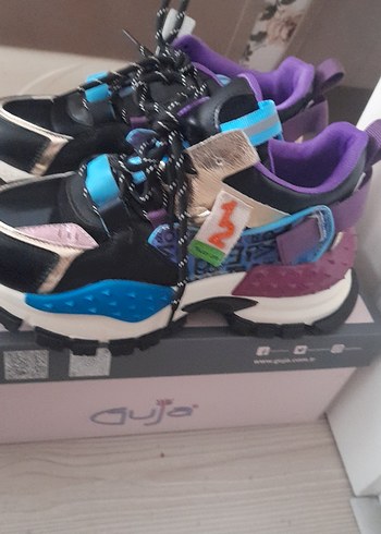 Mor Bağcıklı Yüksek Topuklu Sokak Stili Spor Ayakkabı - Görsel 5