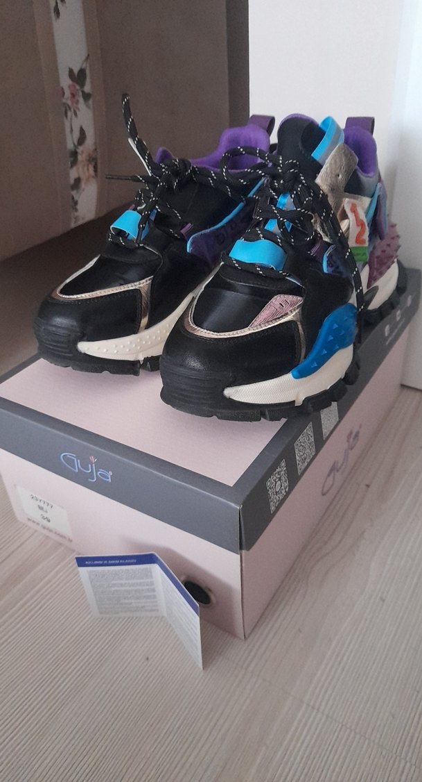 Mor Bağcıklı Yüksek Topuklu Sokak Stili Spor Ayakkabı - Görsel 2