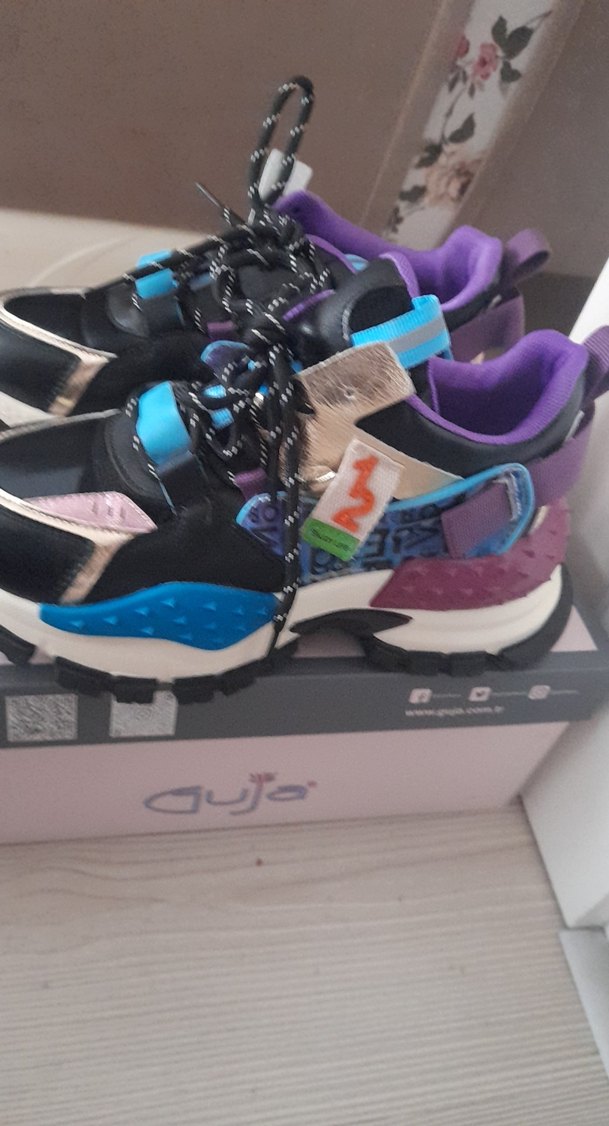 Mor Bağcıklı Yüksek Topuklu Sokak Stili Spor Ayakkabı - Görsel 5