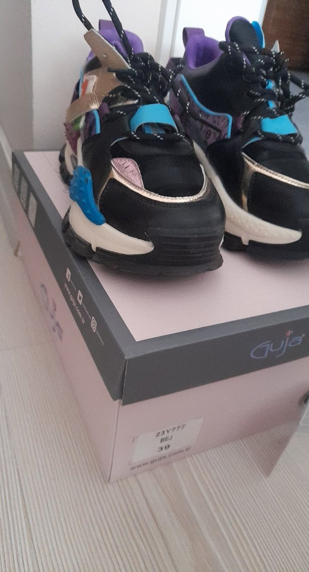 Mor Bağcıklı Yüksek Topuklu Sokak Stili Spor Ayakkabı - Görsel 3