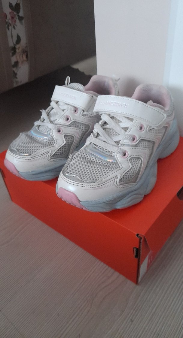 Kız Çocuk Gri-Beyaz Cırtlı Spor Ayakkabı - Görsel 3