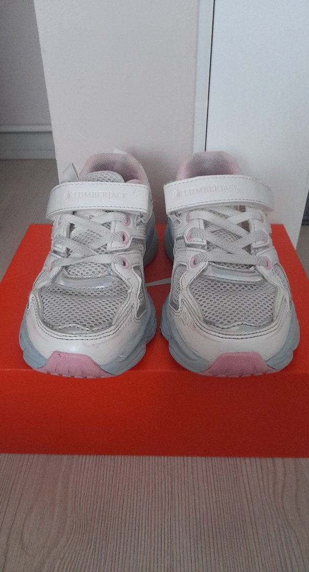 Kız Çocuk Gri-Beyaz Cırtlı Spor Ayakkabı - Görsel 2