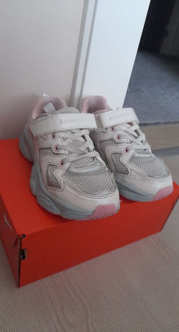 Kız Çocuk Gri-Beyaz Cırtlı Spor Ayakkabı - Görsel 4