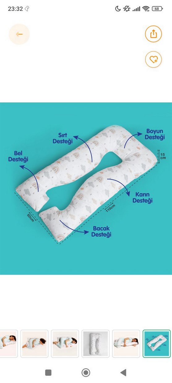 Beyaz Pastel Gökkuşağı Desenli Hamile ve Emzirme Yastığı - Görsel 2