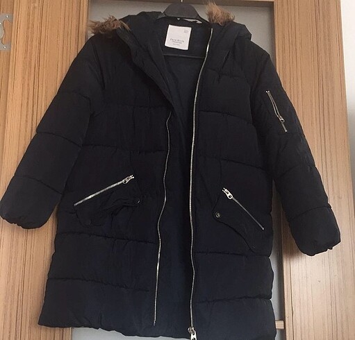 Kapşonlu,koyu lacivert Zara mont