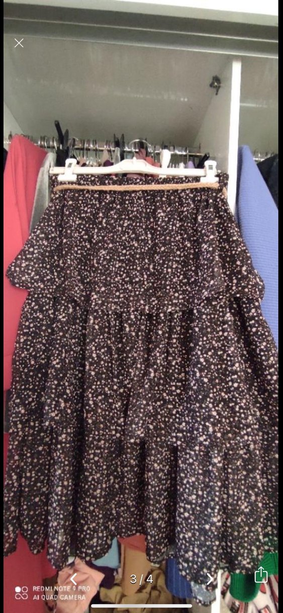 Kahverengi Bağcıklı diz altı Bohem Etek - Görsel 2