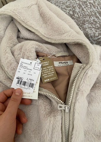 Kız Çocuk Kapüşonlu Gri Kürklü Ceket - Görsel 2