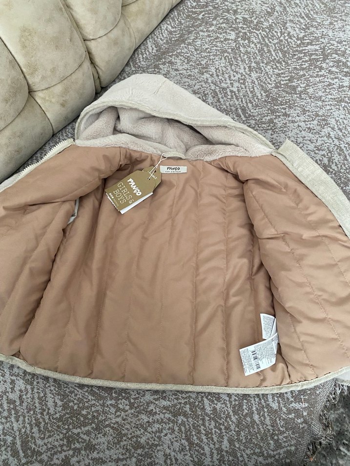 Kız Çocuk Kapüşonlu Gri Kürklü Ceket - Görsel 4