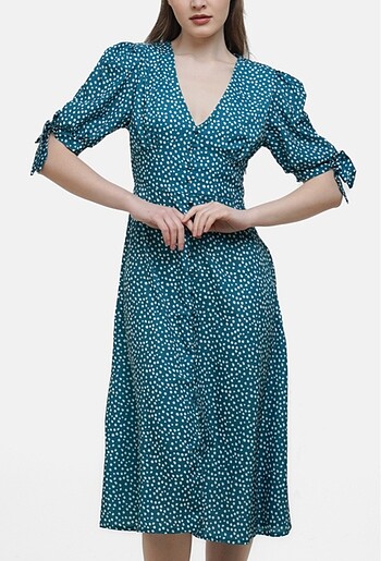 Zara Midi boy yeşil puantiyeli
