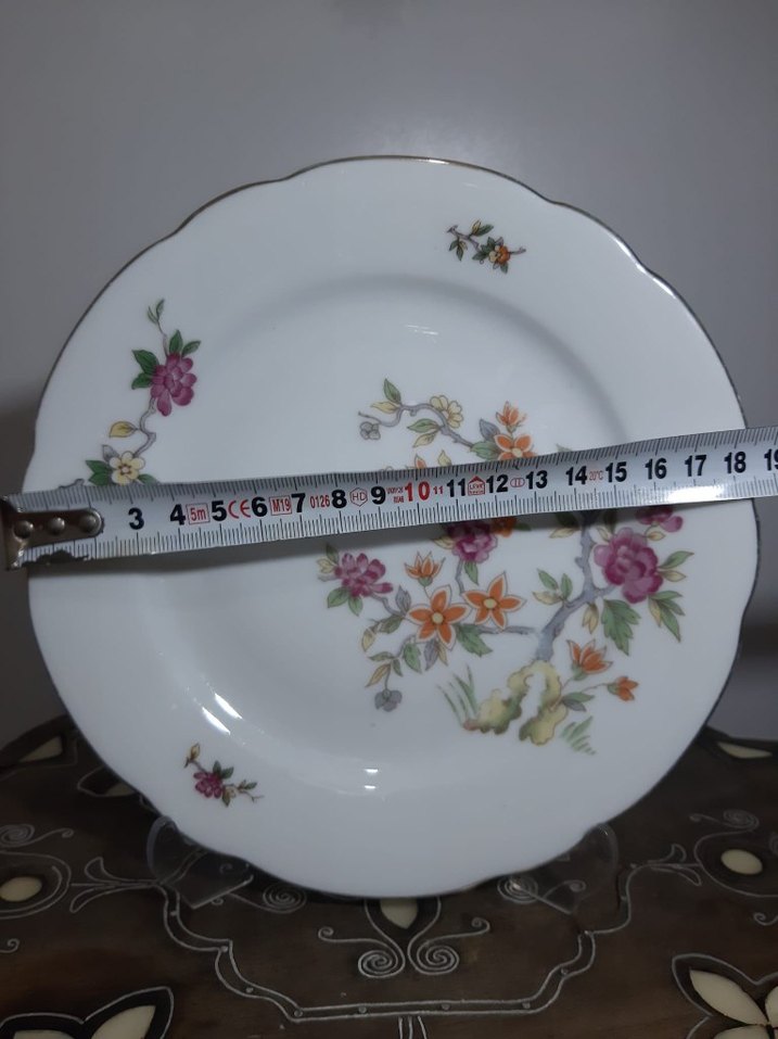 alman kah dönem pastel Çiçek Desenli Beyaz Tabak - Görsel 2