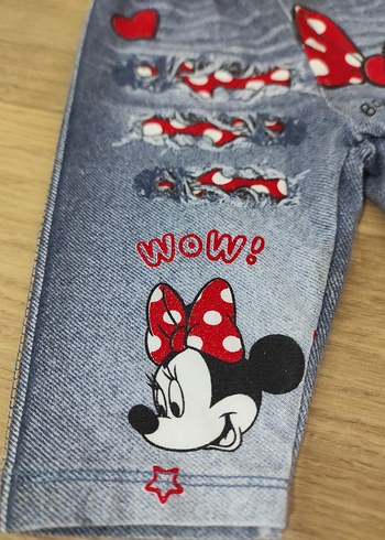 Kız Çocuk Mavi Baskılı Denim Tayt - Görsel 3