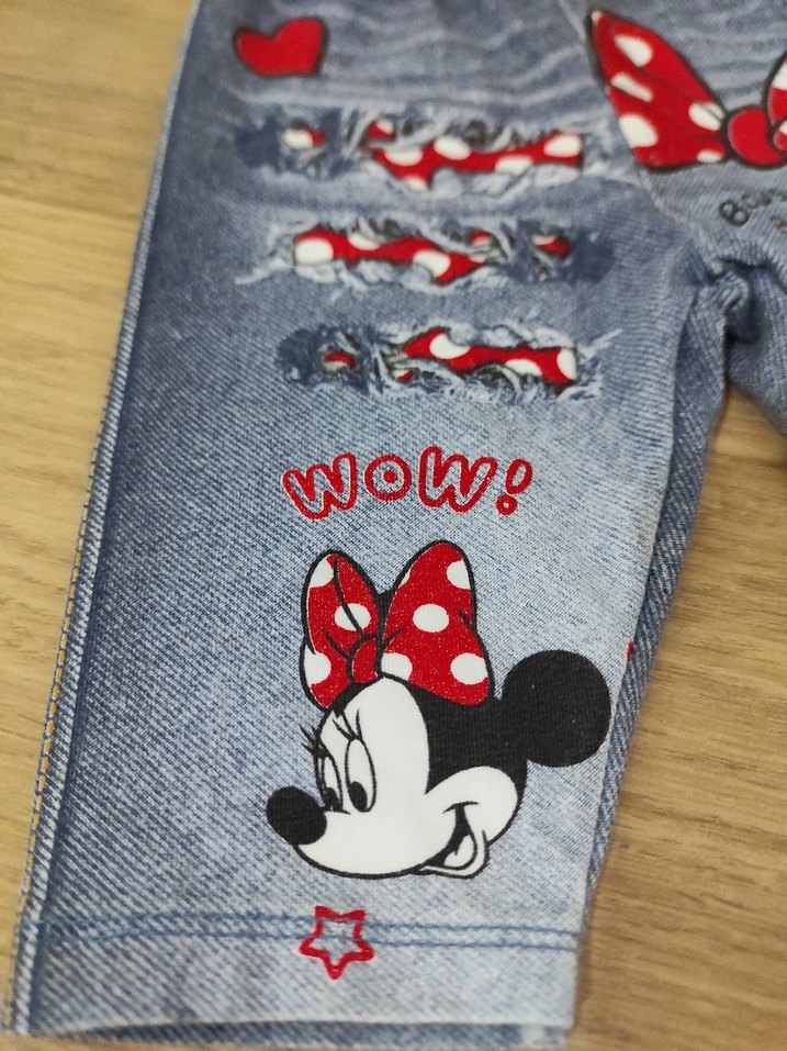 Kız Çocuk Mavi Baskılı Denim Tayt - Görsel 3