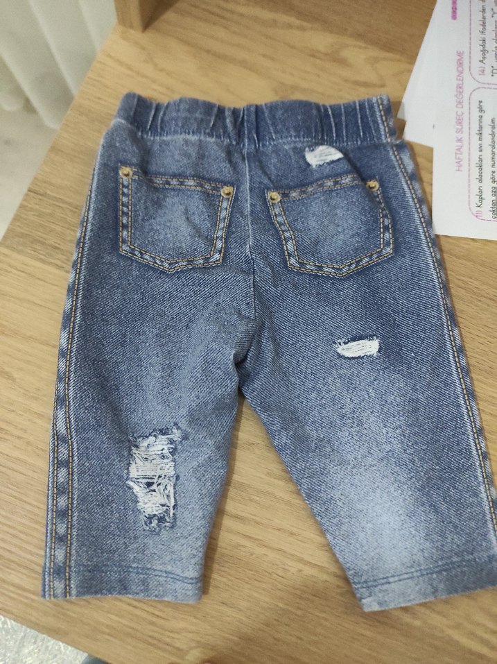 Kız Çocuk Mavi Baskılı Denim Tayt - Görsel 2