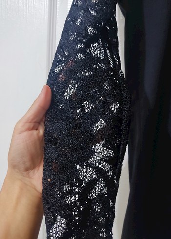 Diğer Dantel Kollu Siyah Gotik Kadın Bluz