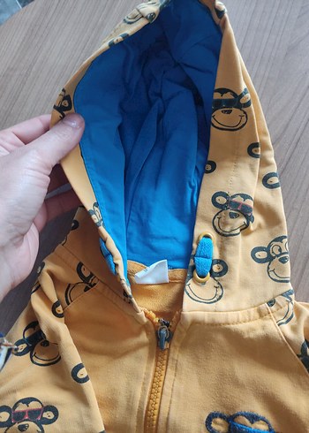 Kapüşonlu Erkek Çocuk Sarı Fermuarlı Sweatshirt - Görsel 3