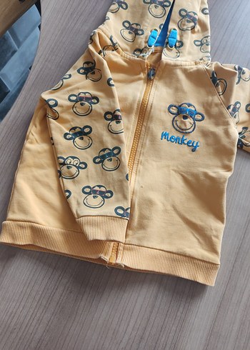 Kapüşonlu Erkek Çocuk Sarı Fermuarlı Sweatshirt - Görsel 2