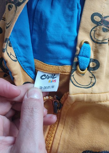 Kapüşonlu Erkek Çocuk Sarı Fermuarlı Sweatshirt - Görsel 4