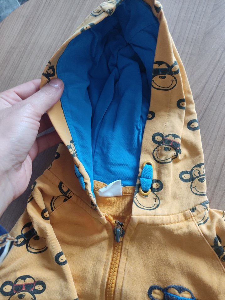 Kapüşonlu Erkek Çocuk Sarı Fermuarlı Sweatshirt - Görsel 3